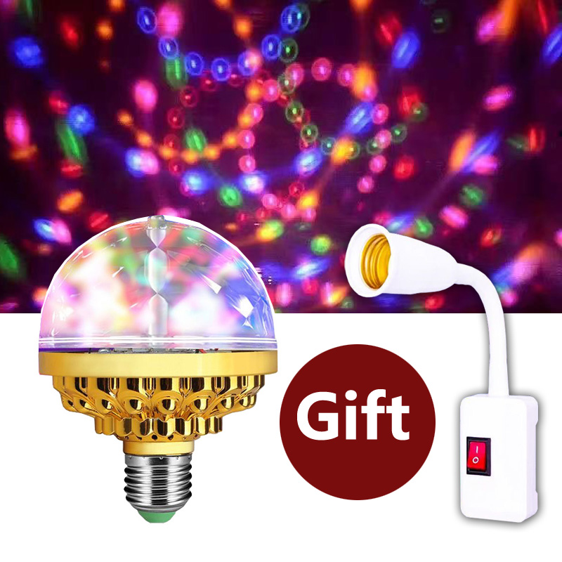 Colorido e27 atmosfera rotativa 360 bola mágica lâmpada automática efeito de palco lâmpada led luz noturna para dj discoteca ktv festa de dança