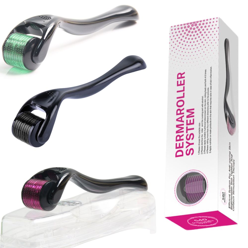 1 pçs 540 agulha derma rolo 0.2/0.25mm micro agulha derma rolo para pele facial corpo cuidados com o rosto crescimento do cabelo barba