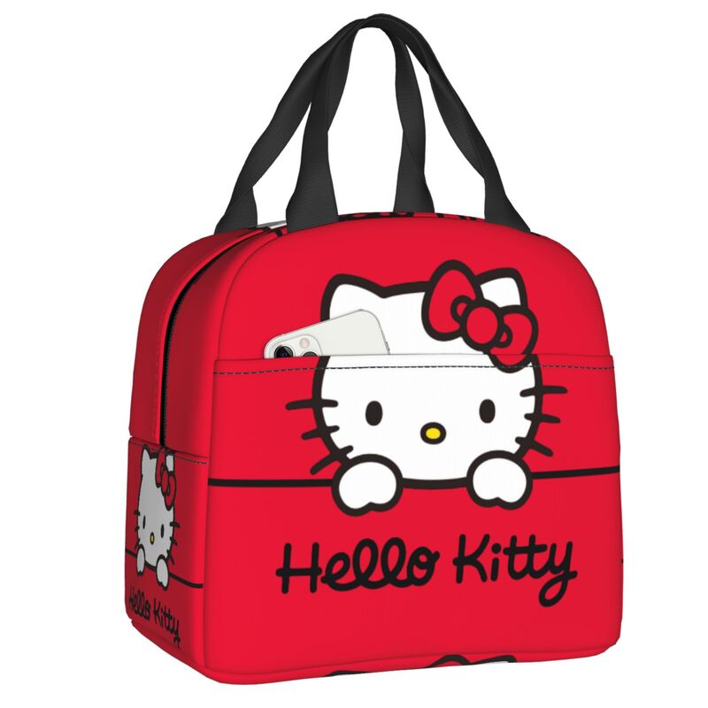 Сумка для ланча Hello Kitty на заказ, герметичная термоизолированная сумка-холодильник для женщин, детей, пикника, путешествий, тоут