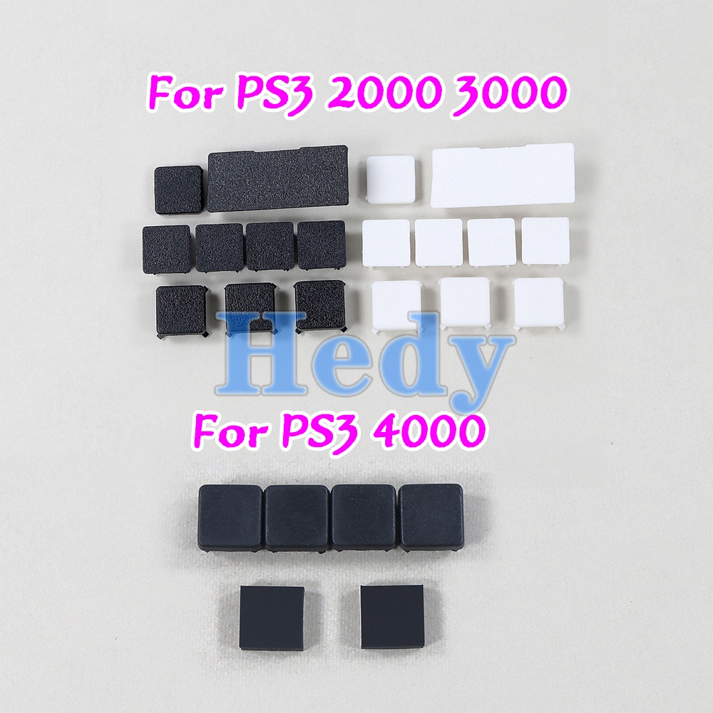 Pés de borracha Conjunto completo para PS3 Slim, Tampa contra poeira, Parafuso de plástico, 2 conjuntos, 2000, 3000, Console 4000