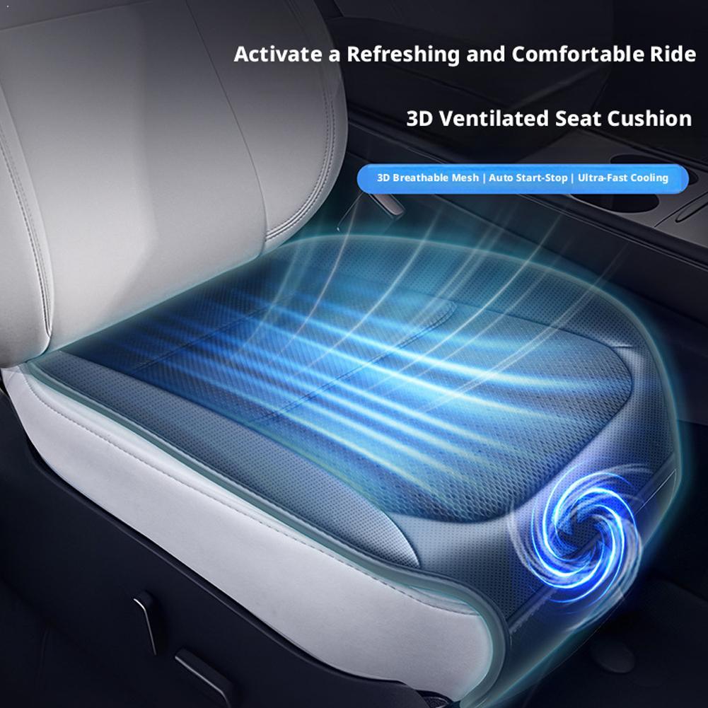 Sommer-Kühlkissen mit USB-Anschluss, belüftetes Ventilator-Pad, automatische Ein/Aus-Funktion, atmungsaktiver Eisseide-Autositzbezug ﻿ Auto-Zubehör