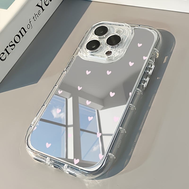 Casing Ponsel Cermin Rias Motif Hati Pink Untuk iPhone 17 16 15 14 13 12 11 Pro Max 17 Pro X XR XS 7 8 Plus SE2 Penutup Belakang Lembut