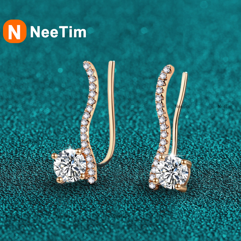 Pendientes NeeTim de moissanita de 0,5 quilates para mujer, Plata de Ley 925 con pendiente de boda chapado en oro champán blanco certificado
