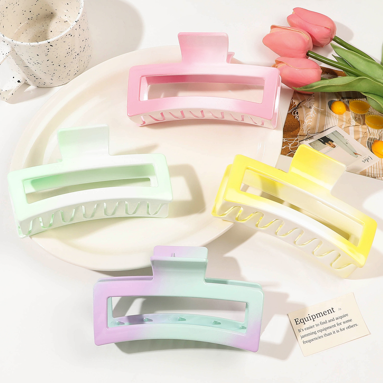 Farbverlauf Creme Farbe Hohl Platz Haar Klaue Clips Frauen 12,5 CM Übergroßen Shark Clip Pferdeschwanz Krabben Haar Clips Haar zubehör