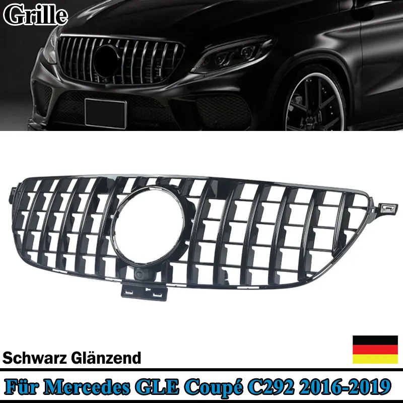 Magickit ตะแกรงหน้ารถสีดำสำหรับ W292เบนซิน GLE Coupe GLE350 C292สไตล์2016-2018 GTR