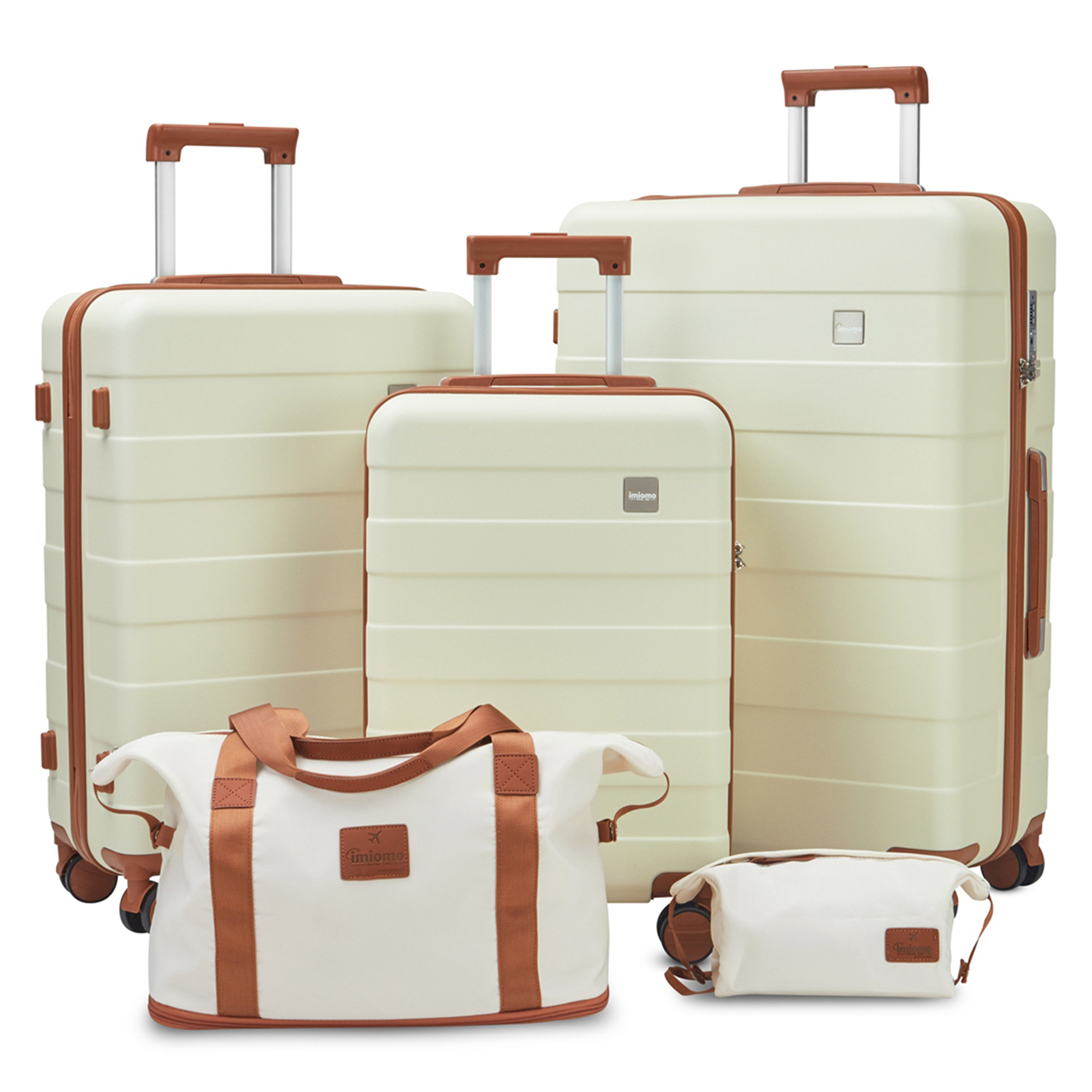 Ensemble de bagages de voyage Imiomo 5 pièces, valise légère et durable avec sac de voyage et trousse de toilette, serrure TSA, roues pivotantes