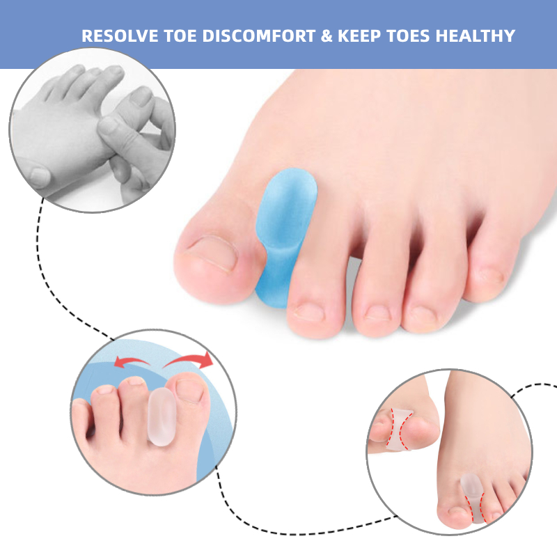 Separador de Gel superpuesto para dedos de los pies, Corrector, Alisador, Protector de silicona suave, espaciador, herramienta para el cuidado de los pies, pedicura, 1 par