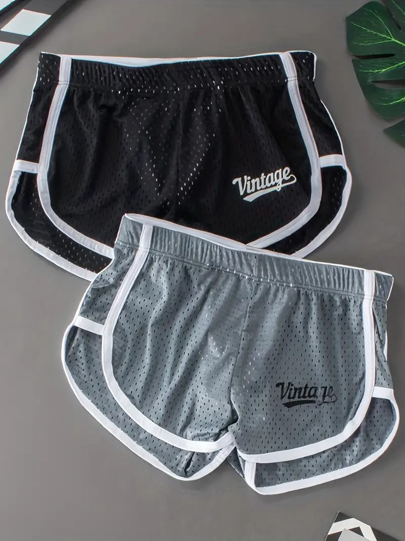 1 Artigo Roupa íntima masculina, calças soltas de cintura média. Calças boxer respiráveis de malha, shorts de pijama caseiros de seda gelada