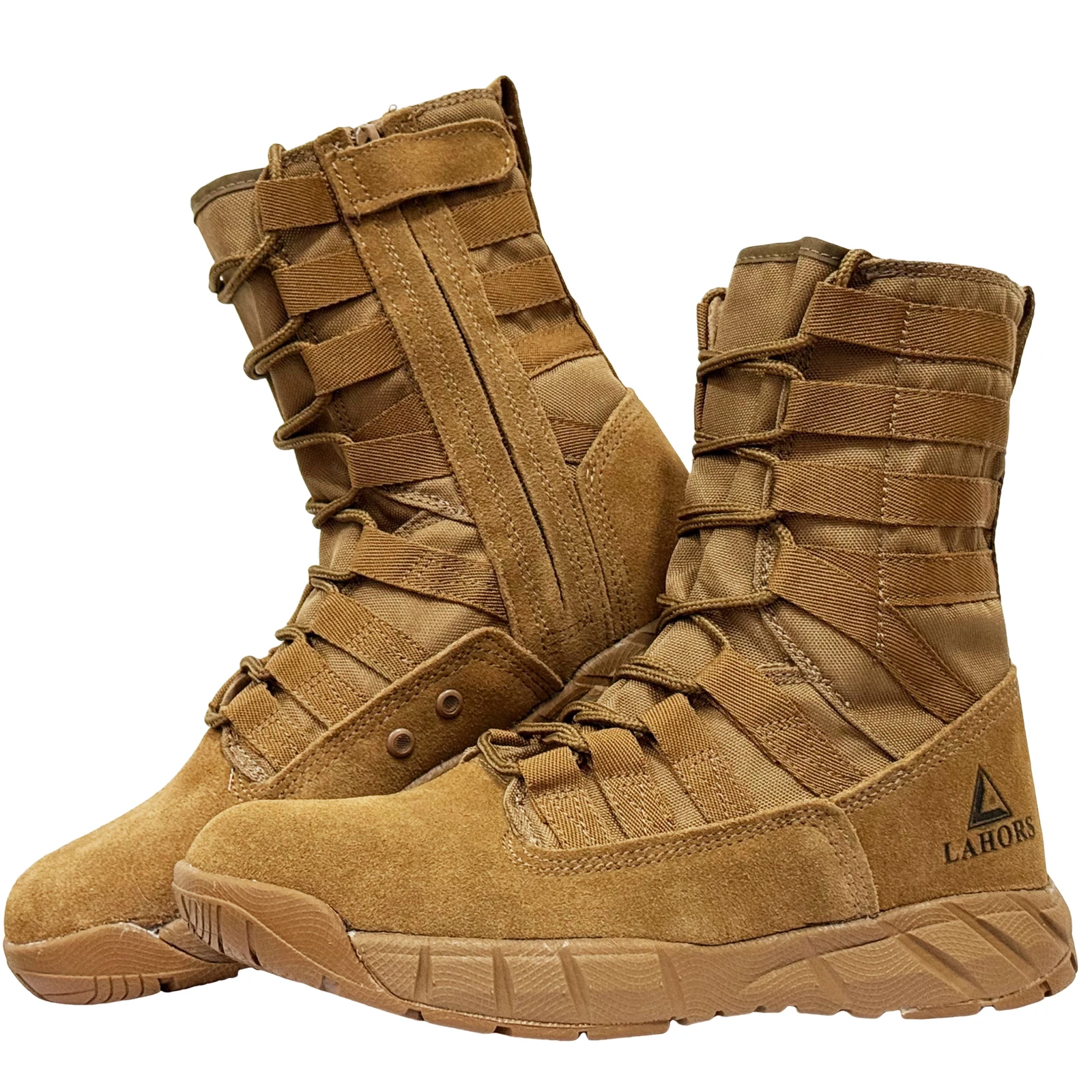 LAHORS ®   Lekkie taktyczne buty bojowe męskie ze skóry zamszowej, oddychające buty wojskowe do wędrówek na zewnątrz, na pustynię, męskie botki za kostkę, wykonane przez człowieka.