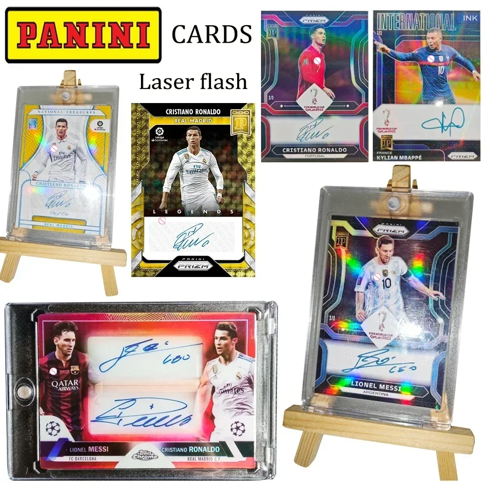 Panini การ์ดสะสมเลเซอร์แฟลช DIY Messi Cristiano Ronaldo Kylian Mbappe David Beckham การ์ดอิฐวันหยุดของขวัญหนา 1.5 มม.
