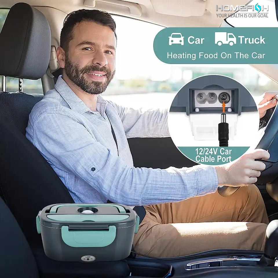 Homefish 1.5 l 60w lancheira elétrica aquecedor de alimentos portátil aquecedor de alimentos para carro ou casa-à prova de vazamento 304 forro de aço inoxidável