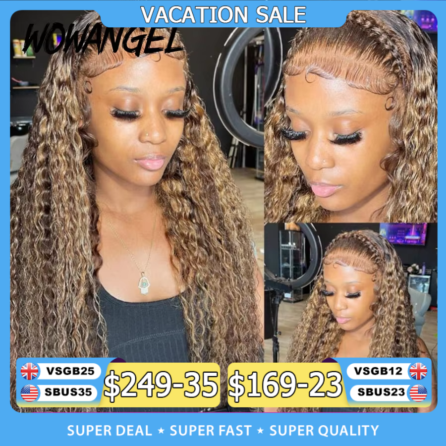 250% Highlight Wigs HD Lace Front Full Lace Frontal Wigs Curly Water Wave Wigs 13x6 HD Lace Frontal Human Hair Wigs Melt Skins
