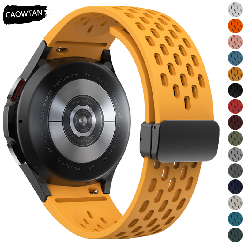Correa de silicona para Samsung Galaxy Watch 7, 6, 5, 4, 40mm, 44mm, 5Pro, 45mm, hebilla magnética, 6 clásicos, 43mm, 47mm, sin huecos