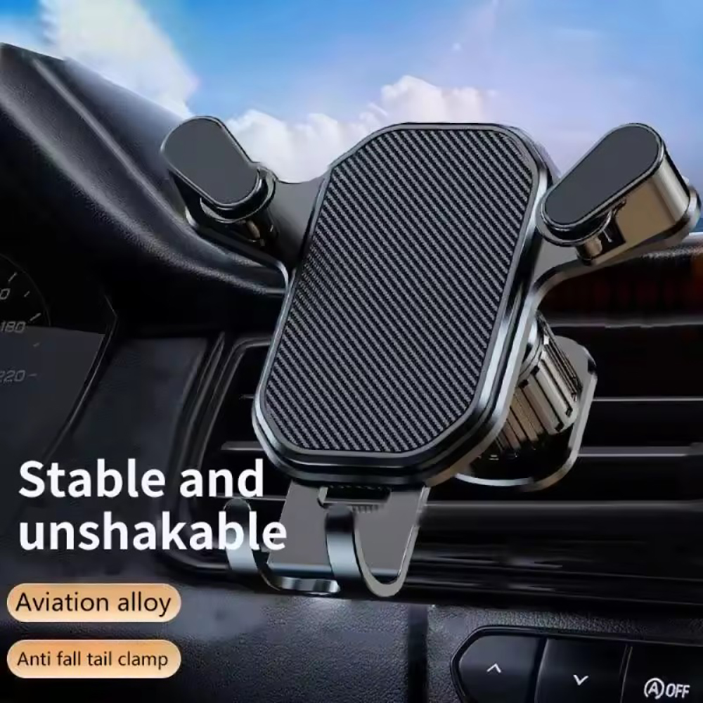 ユニバーサルカーエアコン吹き出し口用スマホホルダー 重力クリップマウント 360度回転 °   iPhone、Samsung携帯電話スタンド用回転調整可能ブラケット