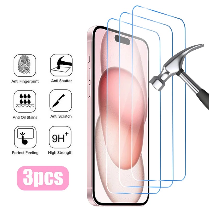 3 STKS Bescherm Glas voor iPhone 16 15 14 13 12 11 Pro Max XR X XS 17 Pro Max Screen Protector voor iPhone 14 15 Plus 13 Mini Glas