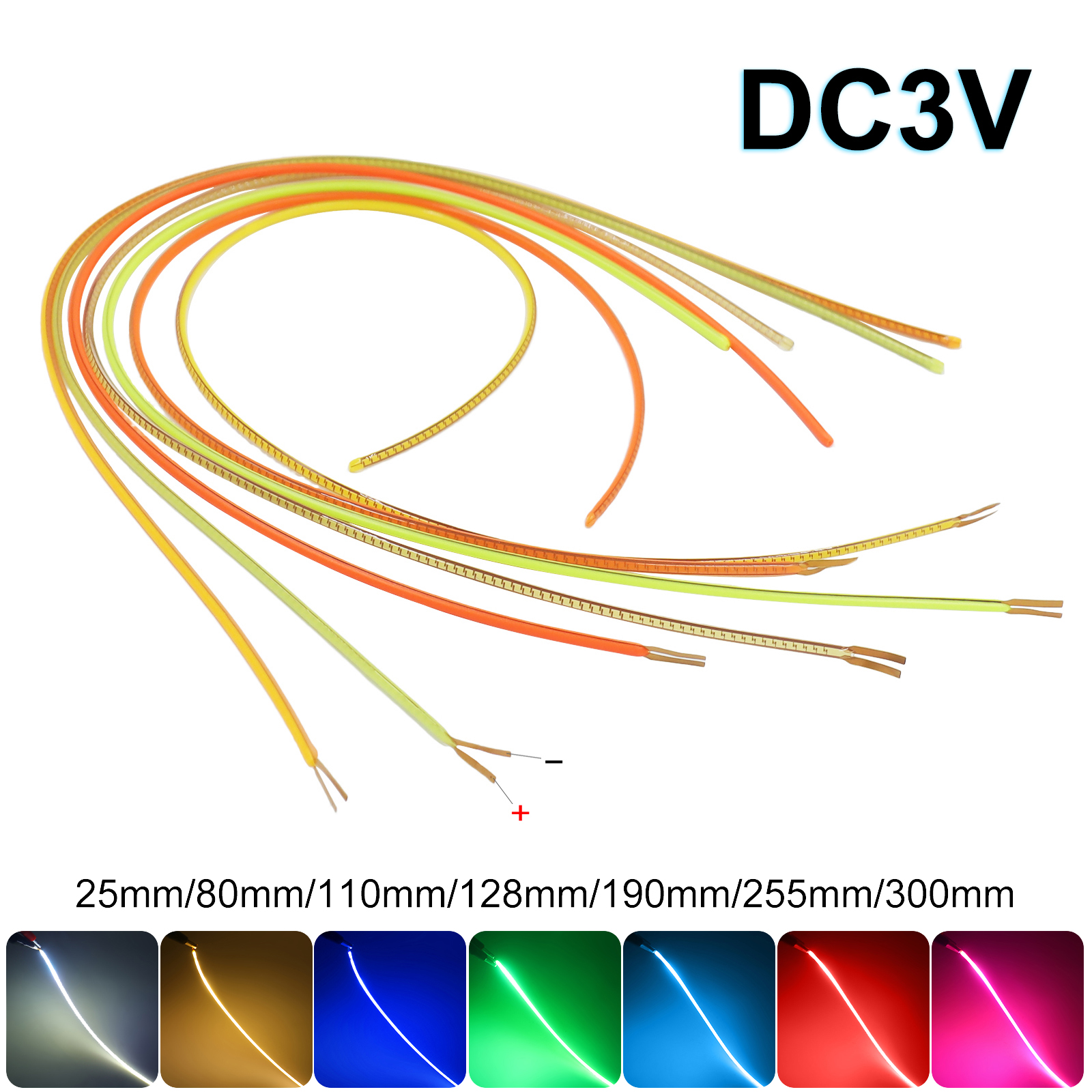 DC 3V Free Cut Flexible COB LED Filament DIY Edison Glühbirne Lampe Teile 25mm 80mm 110mm 128mm 190mm 255mm 300mm LED Diode