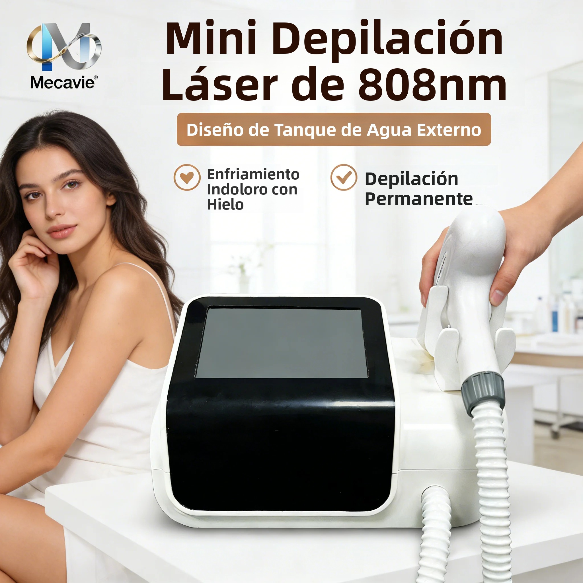 Mini Láser de Diodo de 808nm, Dispositivo de Depilación Permanente Indoloro, Equipo de Belleza Profesional de 5000w de Alta Potencia para el Hogar, con Enfriamiento por Agua