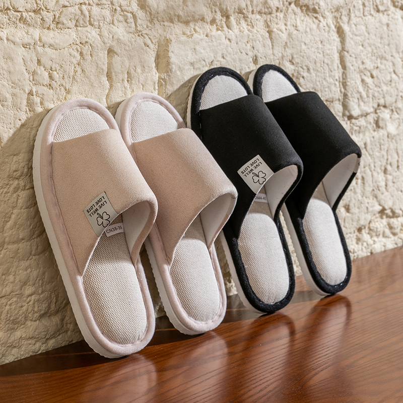 Linnen Dames Open Teen Slippers Ademend Niet-stinkende Voeten Thuis Houten Vloer Antislip Comfortabele Zachte Bodem Binnen
