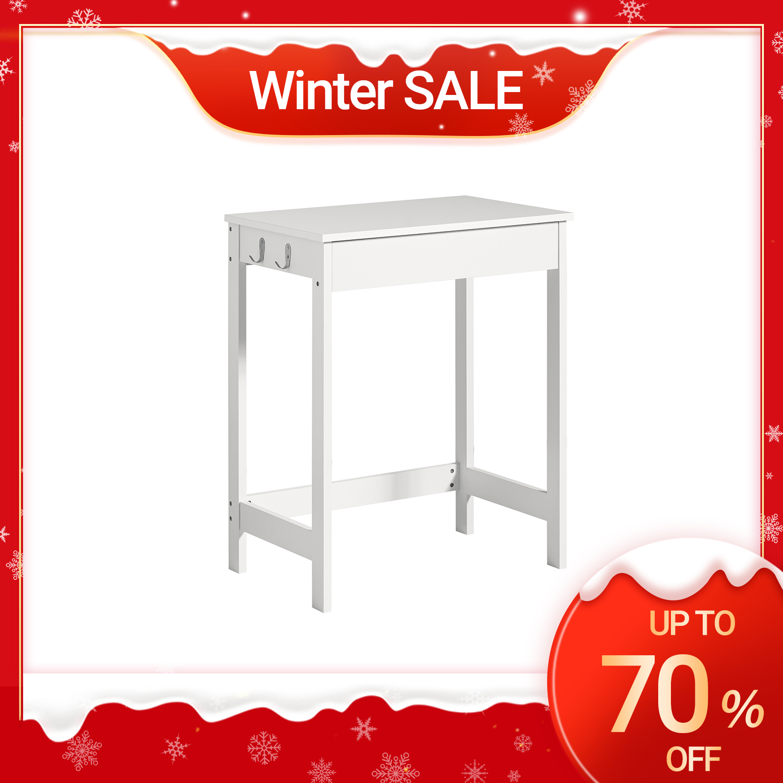 SoBuy FWT43 Scrivania con un cassetto e 2 ganci Tavolo da computer Tavolo da lavoro BHT ca.: 60x77x40 cm