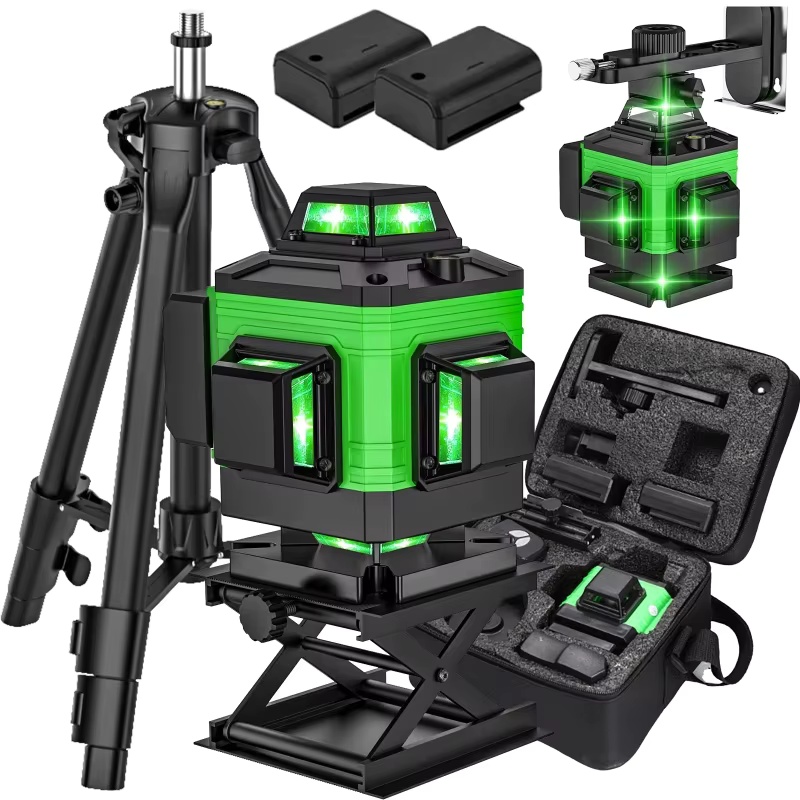 Nivel Láser Autonivelante de 16 Líneas 4D, 360° Horizontal y Vertical, Nivel Láser Profesional para Construcción