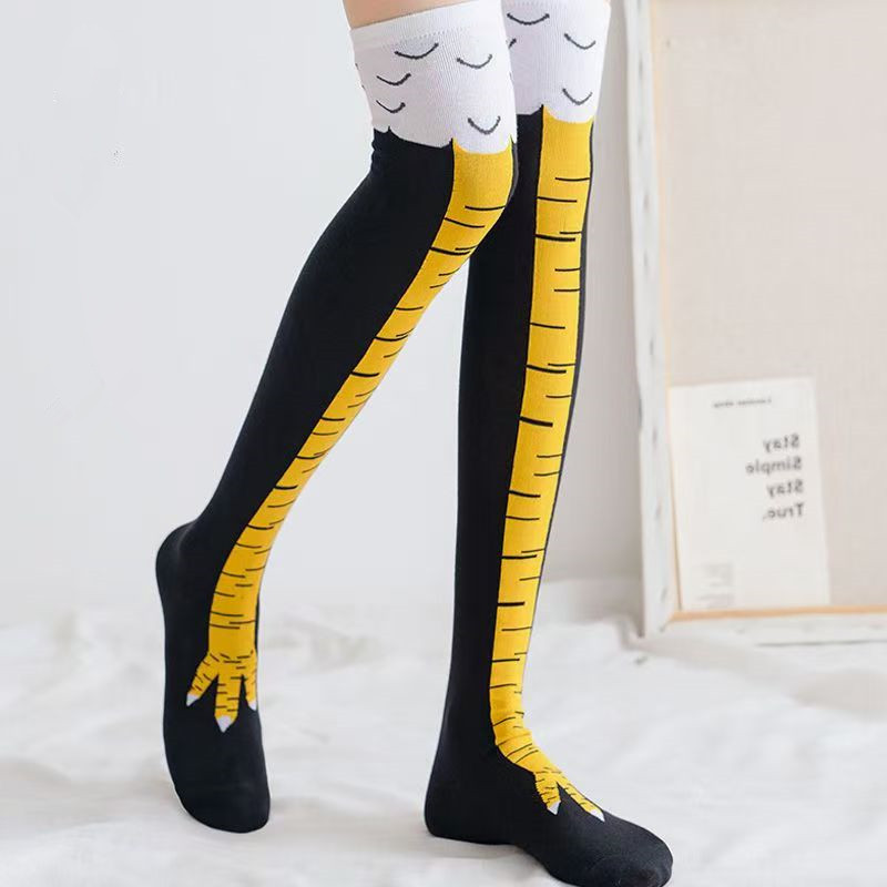 Internet-Berühmtheit, lustige Roman-Hühnerklauensocken, Herzmaschine, die über Kniestrümpfe zum Abnehmen zeigt, Straußenmuster, Hühnerfüße lo