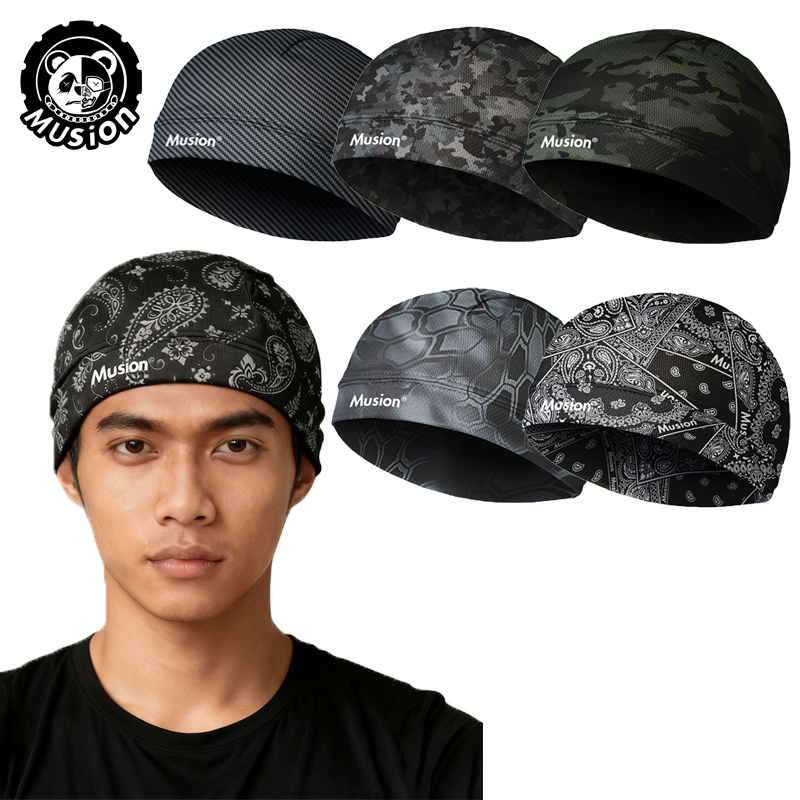 Musion Original Design Motorrad-Kopfbedeckung, Helmkappe, feuchtigkeitsableitend, trockene Passform, Totenkopfkappe, Helm-Innenhelm zum Radfahren