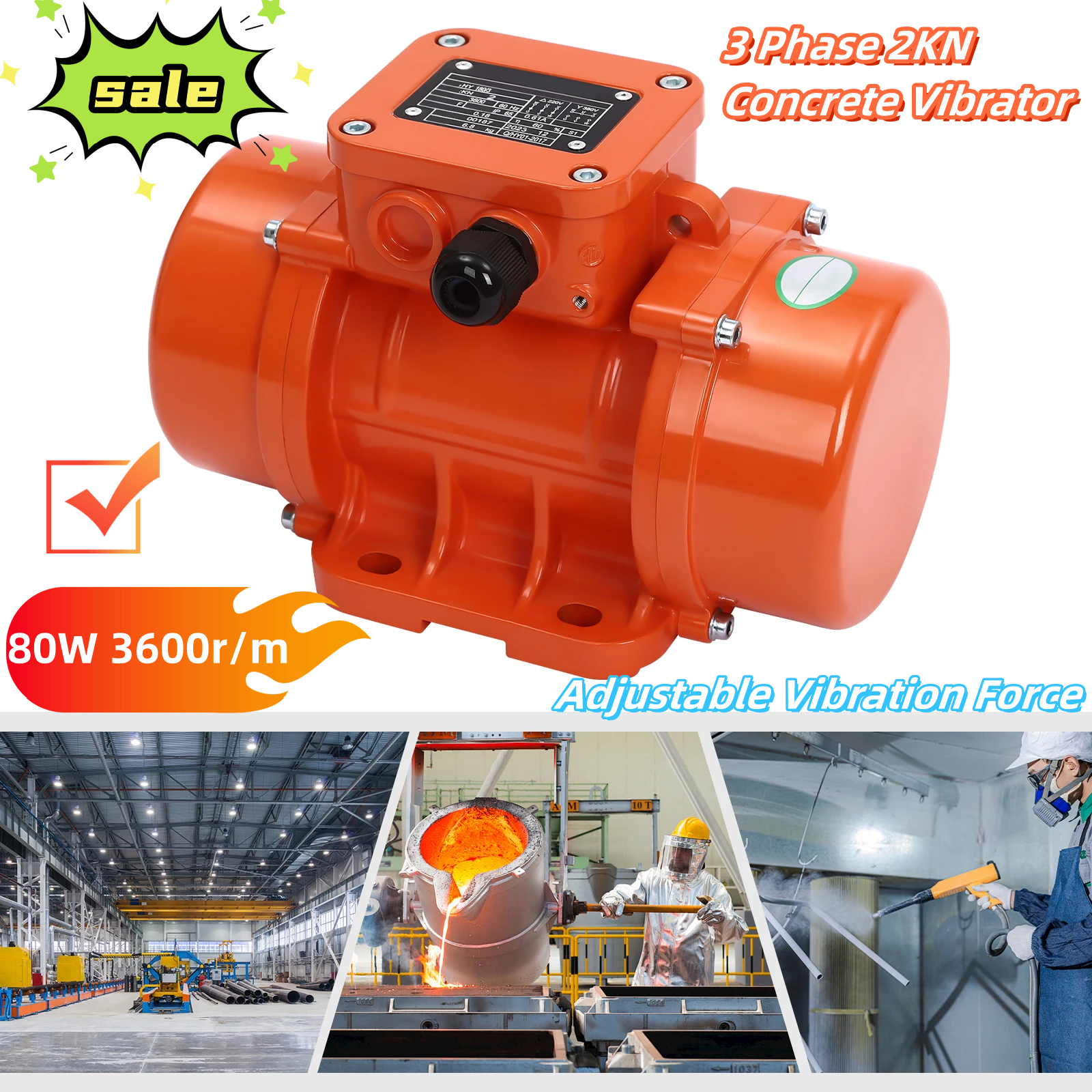 3-fasen 2KN betonvibrator trilmotor triltool 180W 3600r/mi voor mijnbouw, metallurgie, elektriciteitsvoorziening, bouw