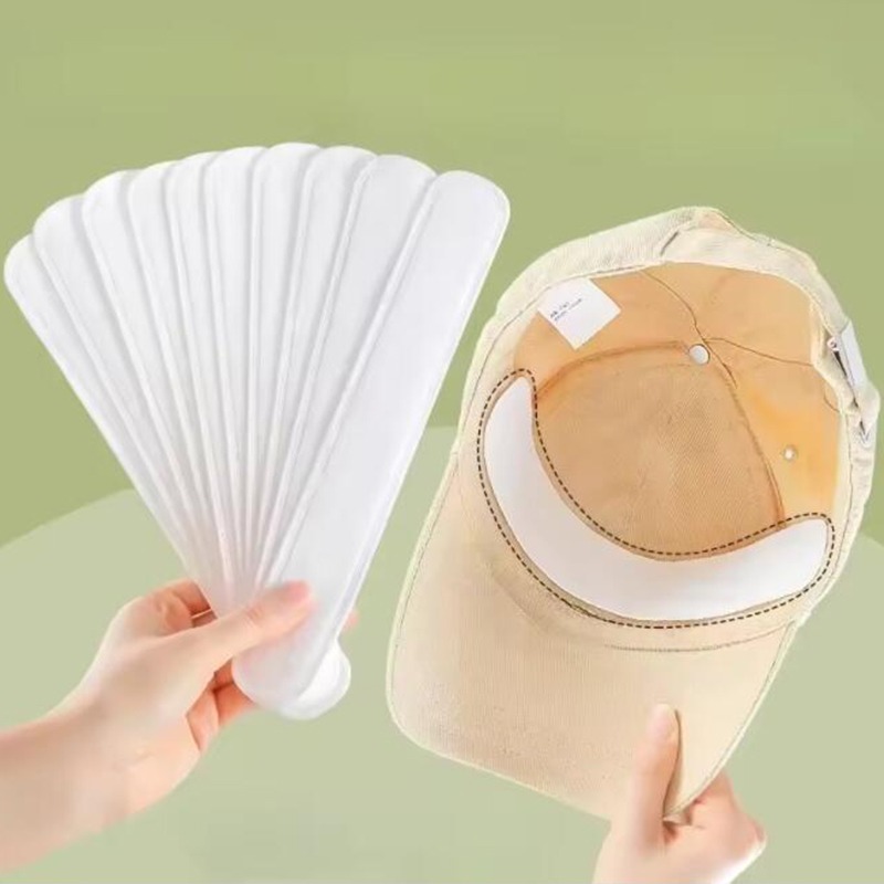 10-100Pcs หมวกที่มองไม่เห็นเหงื่อสติกเกอร์หมวก Peaks EDGE ดูดซับเหงื่อแถบ Self-กาว Anti-สกปรกแถบเทป