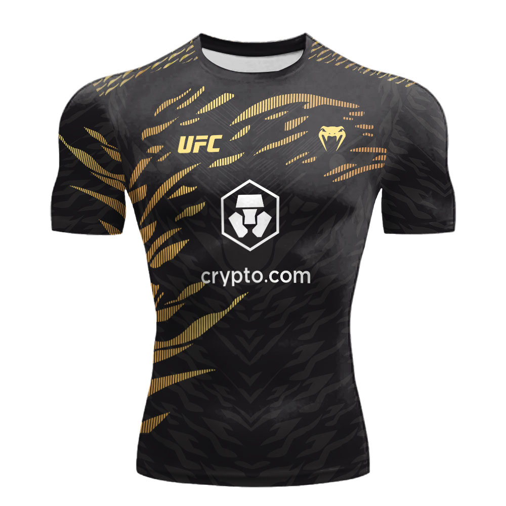 ฤดูร้อนปี 2025 ใหม่เสื้อยืด UFC ยุโรปขนาดใหญ่เสื้อยืดชุดฝึกซ้อม workwear แห้งเร็วและระบายอากาศด้านบน