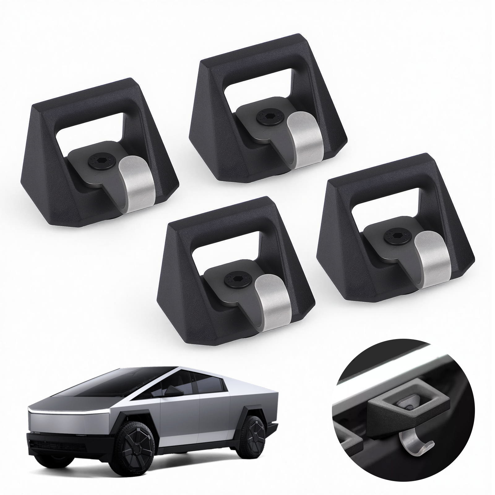 4 Ganchos de Sujeción para Rieles de Caja de Carga, Nuevos, para Tesla Cybertruck 2025 2024 2023, Accesorios de Acero Resistente para Rieles en L