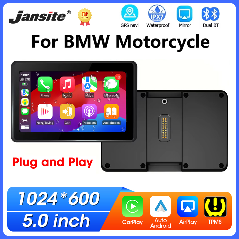 Jansite For BMW Motorcycle GPS Navigation Wireless CarPlay Android Auto Moto Monitor For BMW R1200GS R1250GS F800 F900 S1000XR