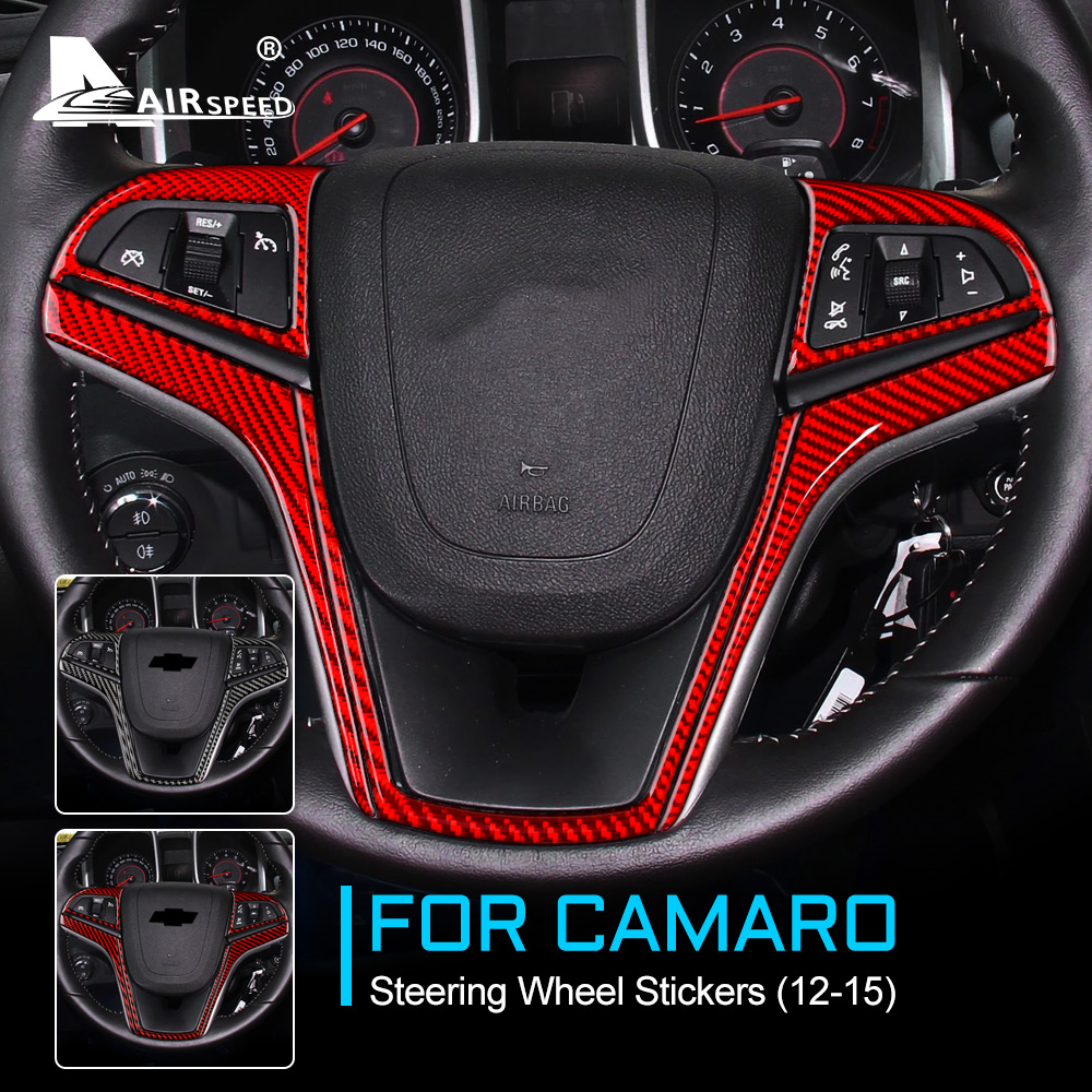 Vera fibra di carbonio morbida per accessori Chevrolet Camaro 2013 2014 2015 accessori adesivi per coprivolante interni auto