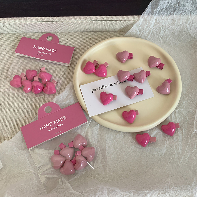 6PCS Korea Stil Nette Rosa Herz Haarnadel Mini Haar Klaue Griffe Für Mädchen Frauen Kinder Kinder Geschenk Alle-spiel Haar Clip Zubehör