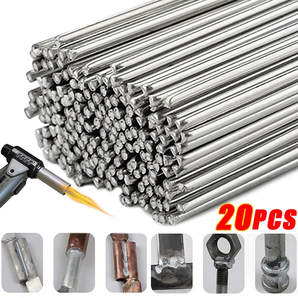 Varilla de soldadura de plata Universal de aluminio de fusión fácil de baja temperatura, varilla de alambre con núcleo, soldadura sin necesidad de polvo de soldadura, 20/10 Uds.