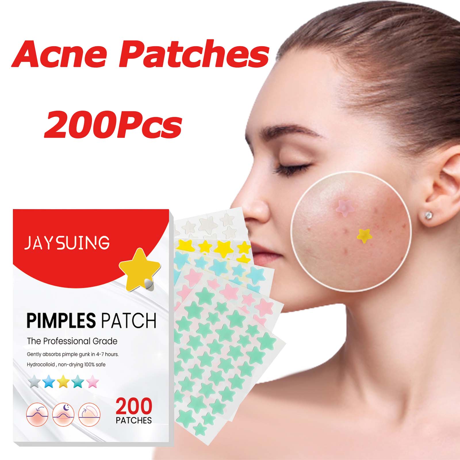 200 PCS ซ่อมสิว Patch Fade Blemishes สิวปิดสิว Blemishes Hydrocolloid Star Shaped COVER สิวเสี้ยน Patch