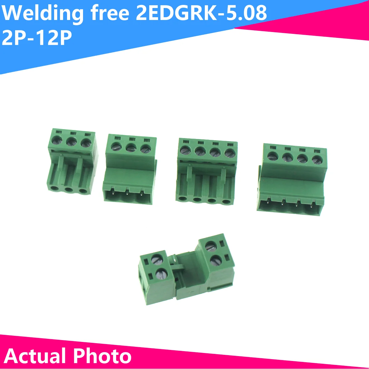 5 Peças de Bloco de Terminais Plug-in Sem Solda 2EDGRK-5.08 Par 2EDG-5.08MM 2P-12P