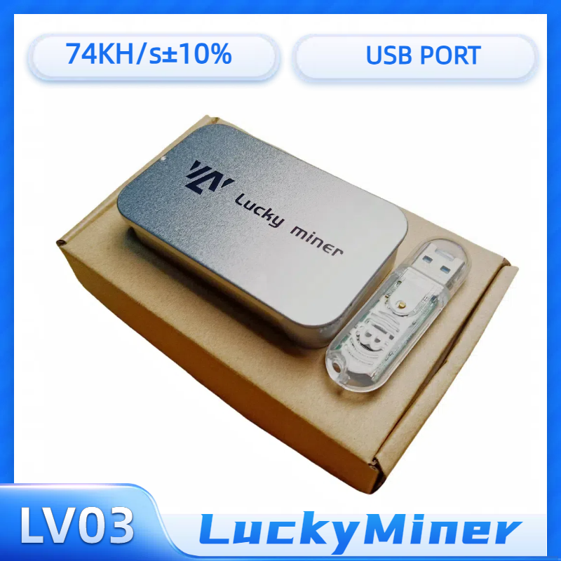 Bitcoin Miner USB Lucky Miner LV03 Crypto Solo Miner Mini 74KH/S hogar silencioso USB ASIC Bitcoin máquina de minería V3 dispositivo de lotería