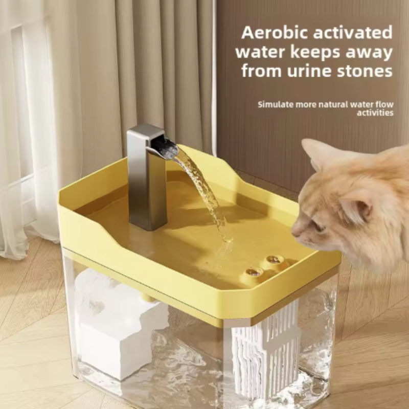 Fonte de Água para Gatos USB com Filtro Automático Transparente Anti-Queima Seco Dispensador Recirculante Inclui Bomba para Gatos