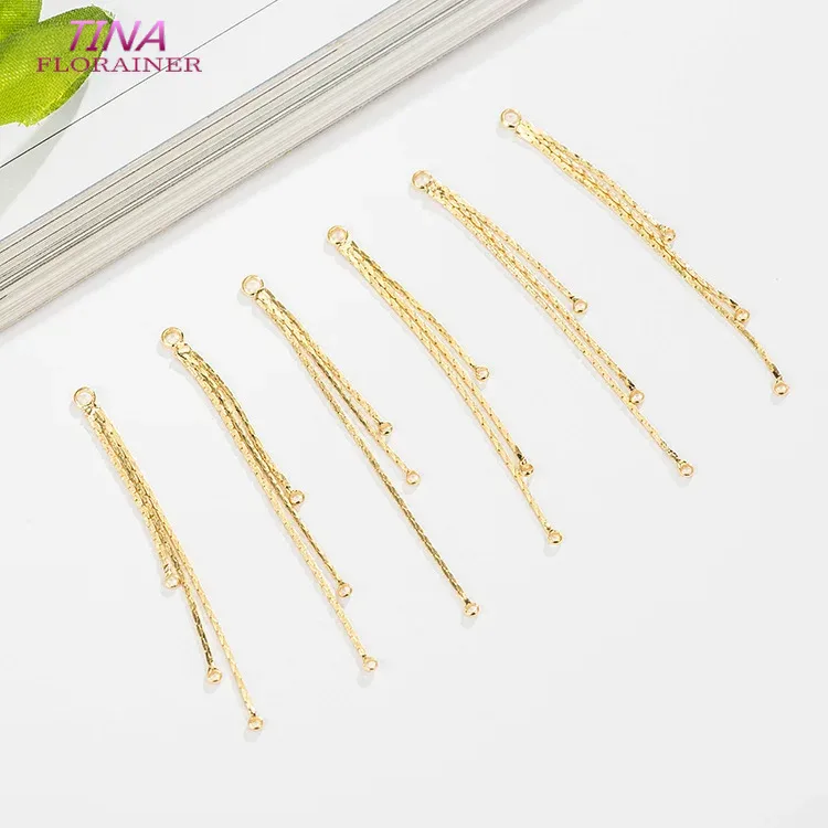 Cadena de Latón chapado en oro de 14 quilates, 4 piezas, 53MM, 14K, dijes de borla, fabricación de joyas Diy, accesorios de joyería