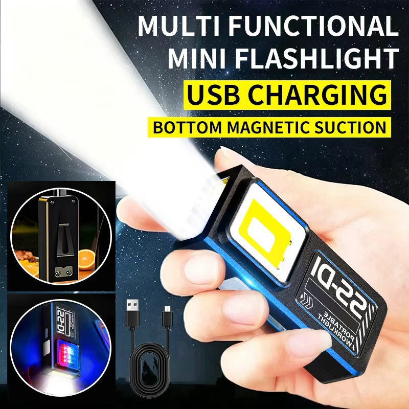 Mini COB LED Taschenlampe USB-C Wiederaufladbar Leistungsstarkes Arbeitslicht mit Clip Magnet Wasserdicht EDC Camping Wandern Taschenlampe