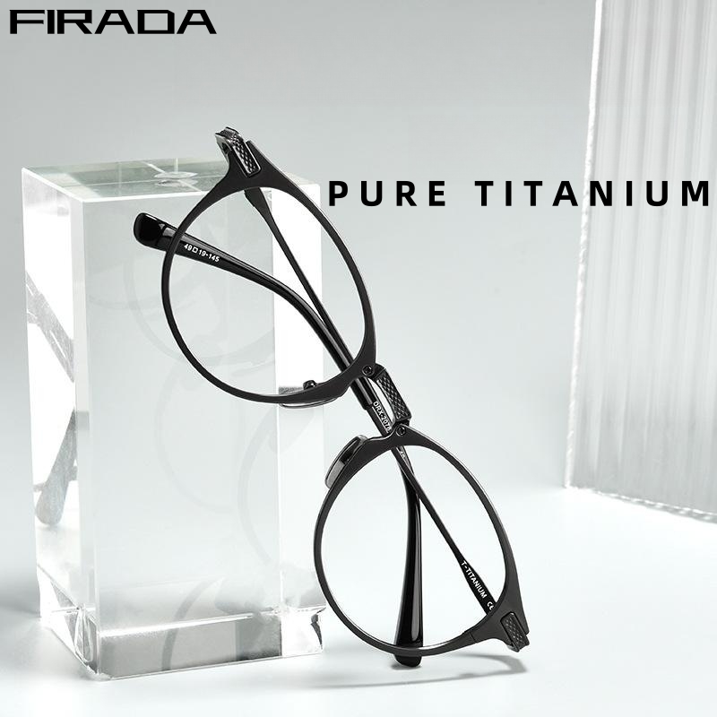 FIRADA-óculos redondos retrô para homens e mulheres, óculos redondos, óculos confortáveis prescritos, titânio puro, moda, luxo, DRX2078