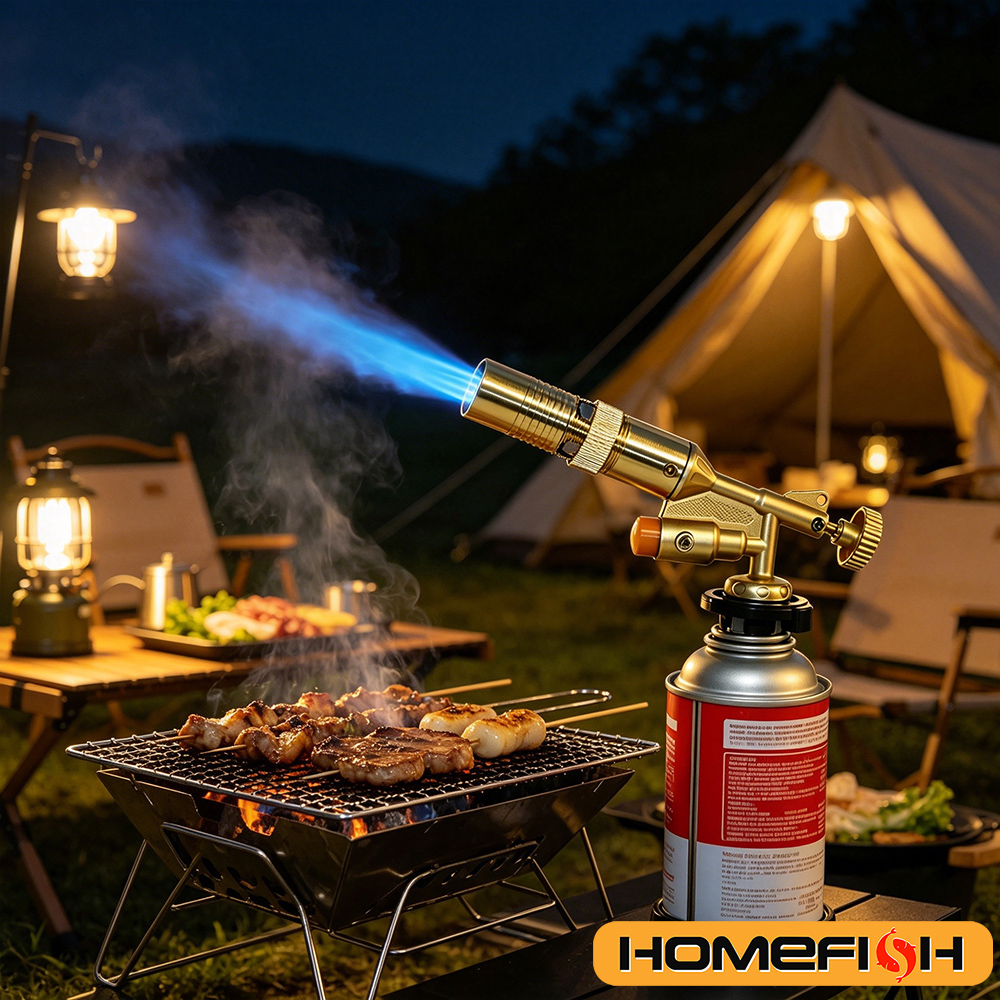 Outdoor-Butanbrenner, Tragbare Gasflammenpistole für Camping, Grillen, Backen, Metallschweißen und Erhitzen