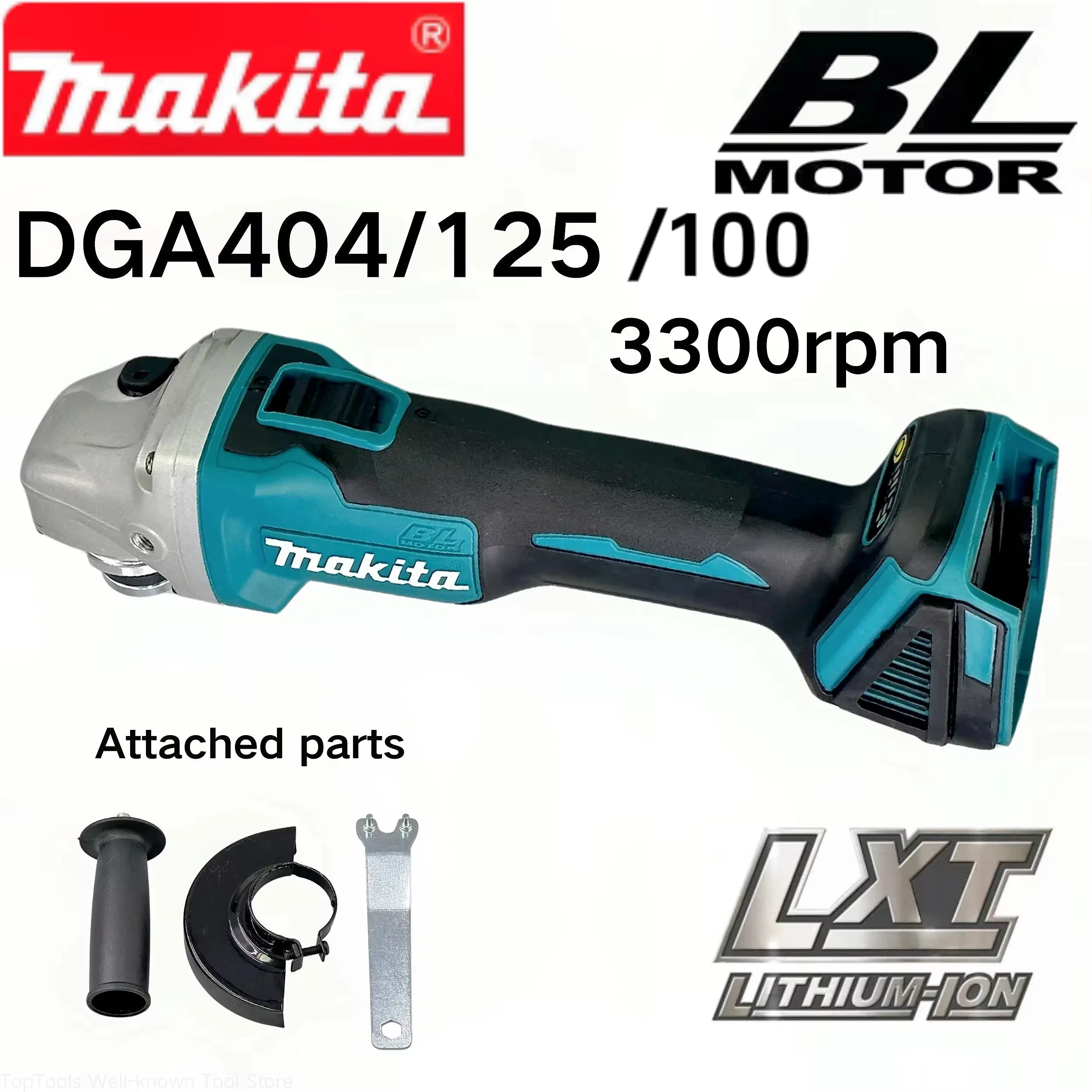 Makita DGA404 125mm/125mm Brushless Lithium Electric Angle Grinder Rechargeable Cutting Machine High Power Polishing Machine 18V