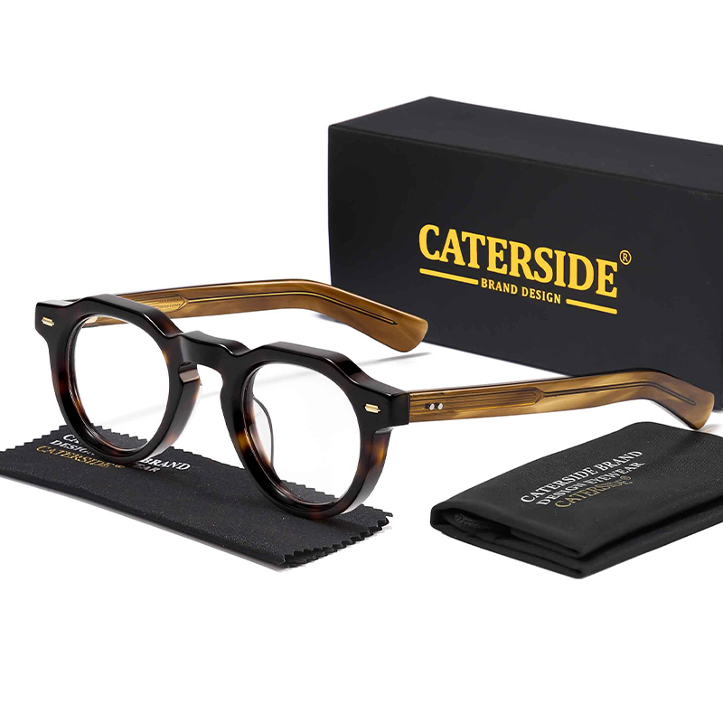 CATERSIDE, gafas ópticas redondas Vintage para hombre, montura de acetato de alta calidad con núcleo de Pin, gafas con montura gruesa, gafas decorativas para mujer