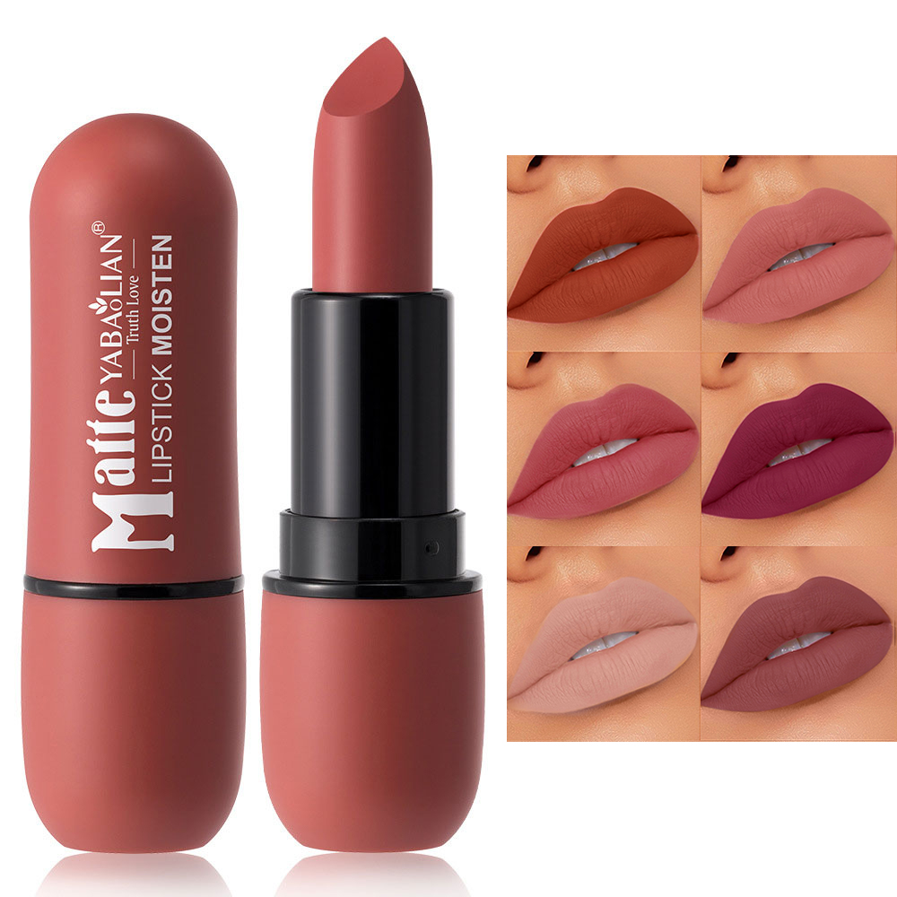 6-kleuren matte lippenstift: fluwelen lipkleur, gladde, waterdichte, langdurige lipmake-up