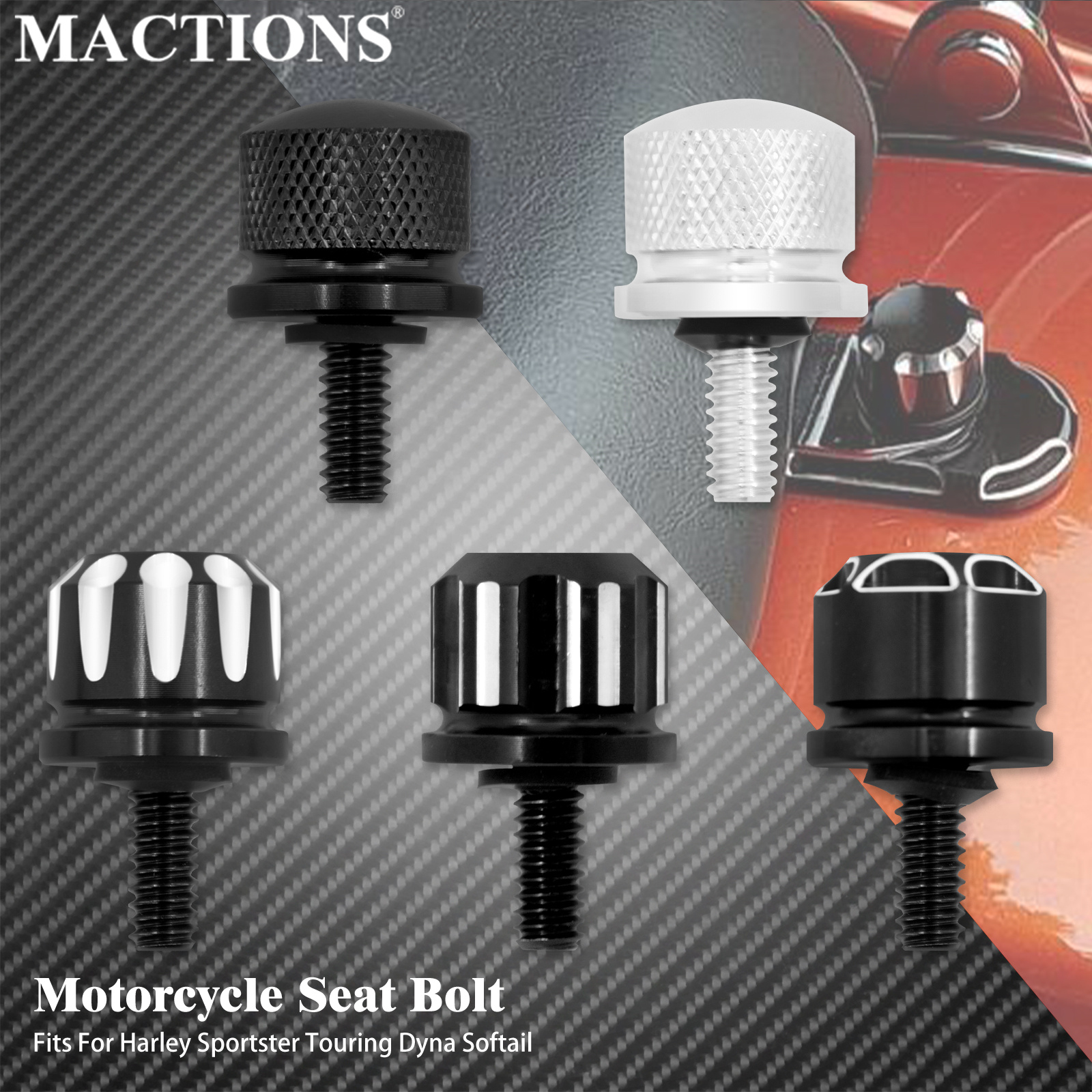 Perno de asiento trasero de motocicleta, tornillo de perno de guardabarros, rosca de 1/4 "-20 cromada para Harley Sportster Dyna Softail Street Glide 1996-2015 XL FL
