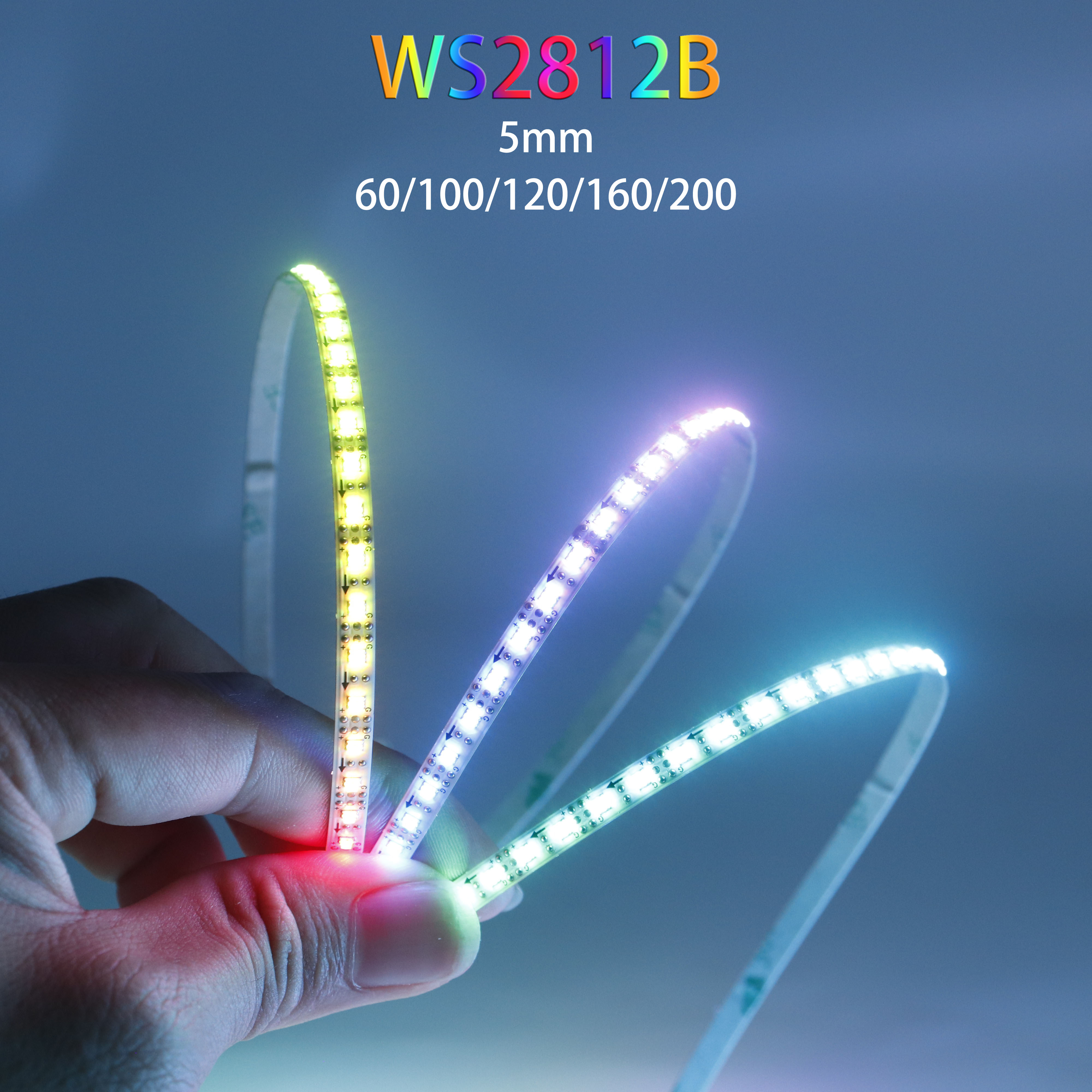 Tira de luces LED RGBIC ultrestrecha de 5mm WS2812B 2020SMD WS2812 60/100/120/160/200Leds/m cinta IC direccionable individualmente DC5V