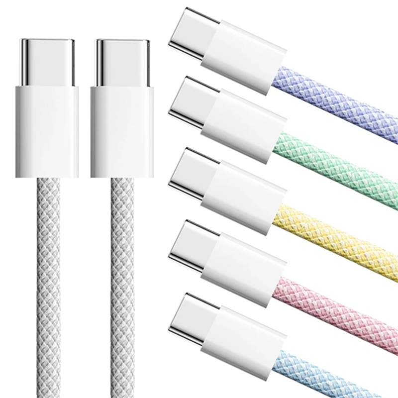 Cable de Carga Rápida USB C PD de 60W para iPhone 15 16 17 Pro Max 15 16 Plus Samsung Moto OPPO Xiaomi Redmi, Cable Trenzado de Doble Tipo C