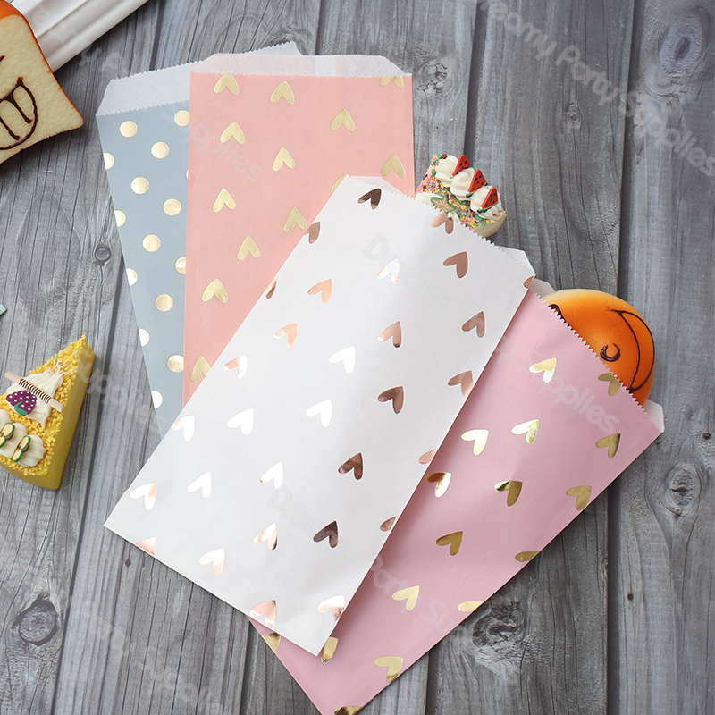 Sacs en Papier Kraft Épais pour Cadeau, Autocollants à Pois, pour Toffee, Bonbons, Biscuits, Cœur, ixde Noël, Poudres Artisanales d'Anniversaire, 12 Pièces