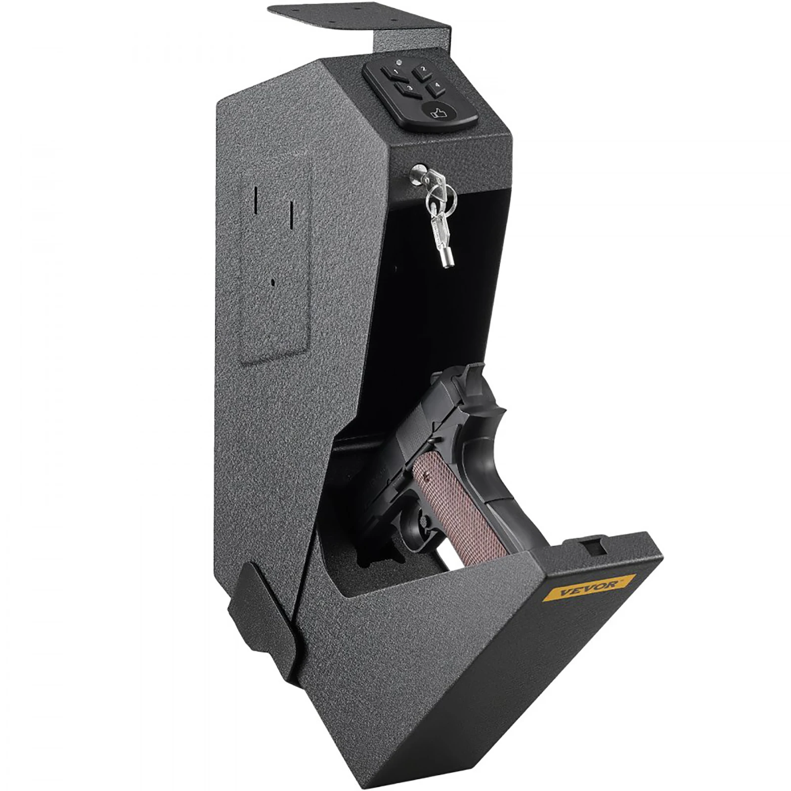 VEVOR OS580C SE Pistolen-Safe, Fingerabdruck, digitales Tastaturschloss mit 2 Schlüsseln, Waffen-Sicherheitsaufbewahrung unter dem Tisch